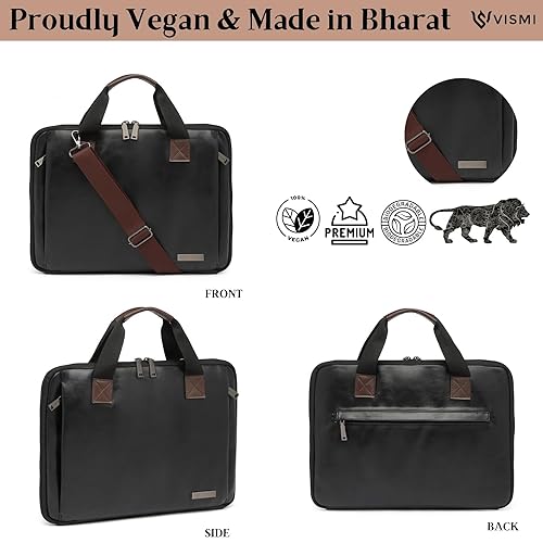 VISMIINTREND Stylish Unisex Vegan Leather Laptop Bag for Men